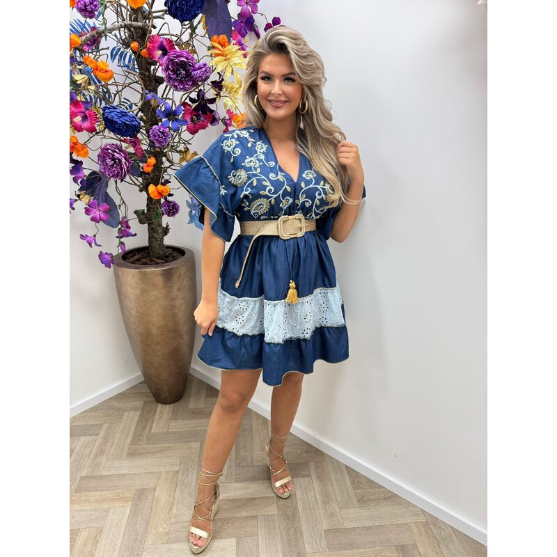 Dress Denim Broderie  Dark Denim Baquero-18
