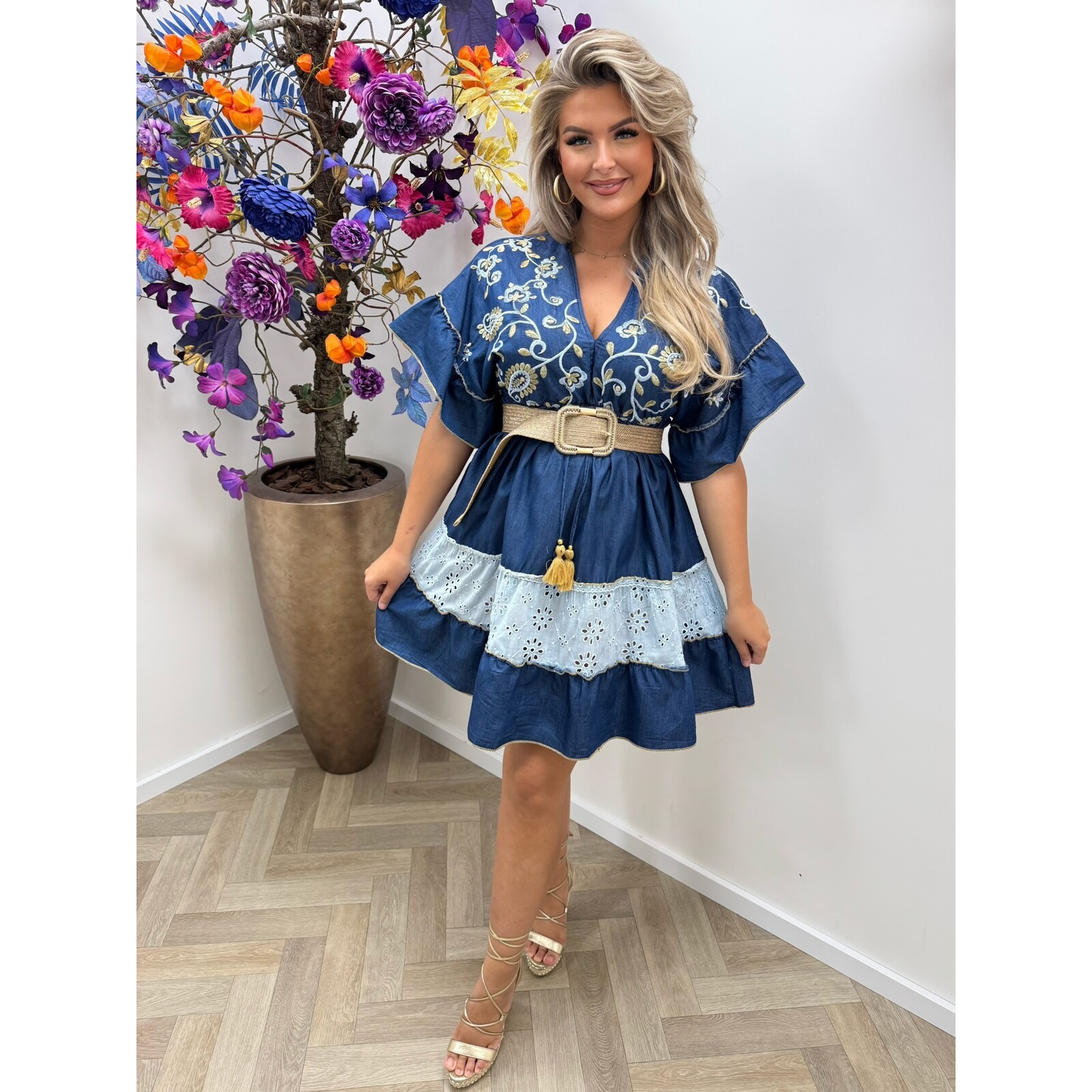 Dress Denim Broderie  Dark Denim Baquero-18