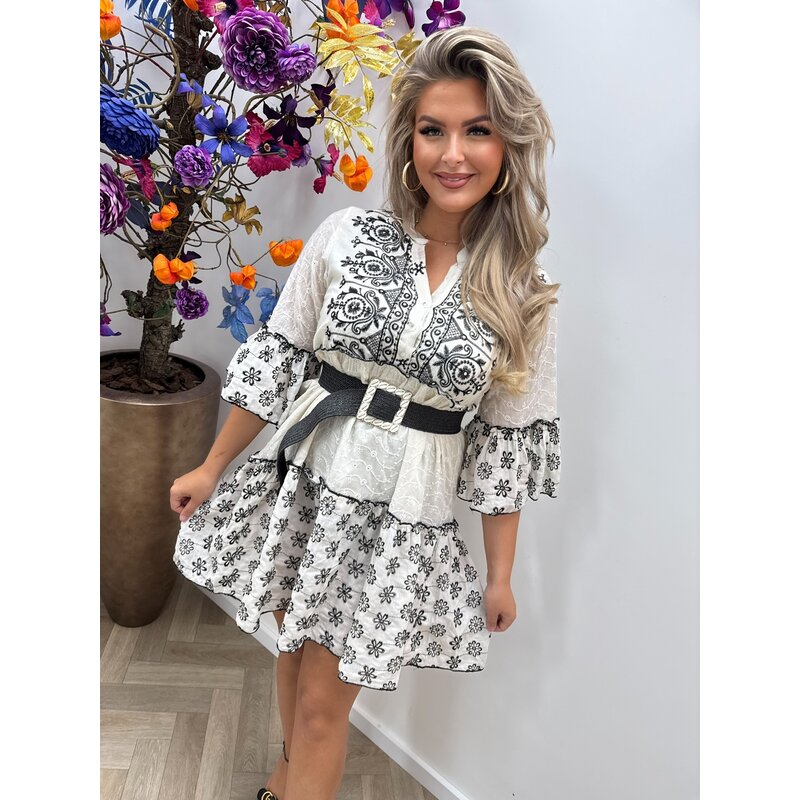 Dress Broderie Flowers  Black Jott-337