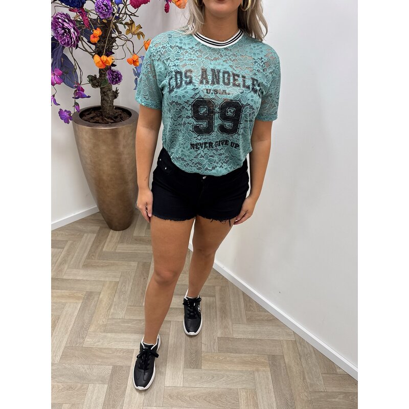 Lace T-shirt Los Angeles turquoise