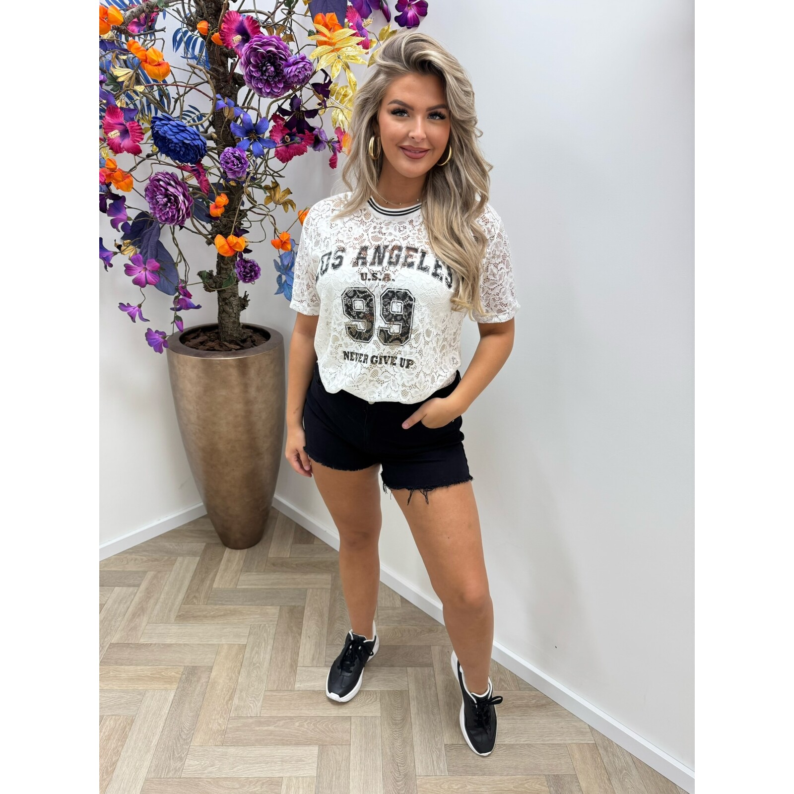 Lace T-shirt Los Angeles White