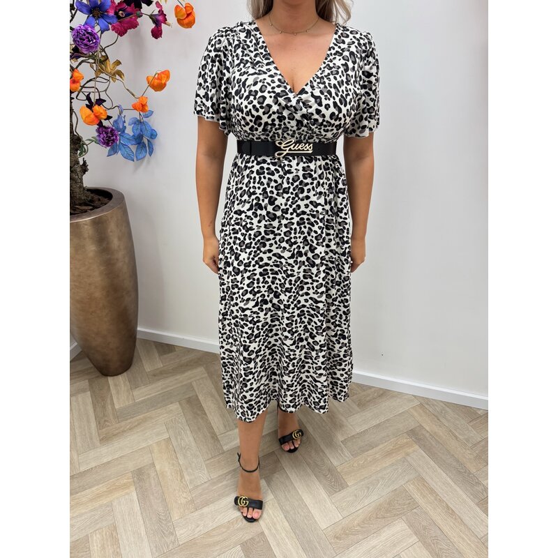 Long Fashion Leopard Dress Grey 77206