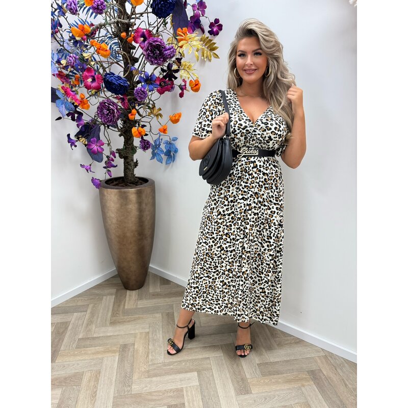 Long Fashion Leopard Dress  Beige 77206