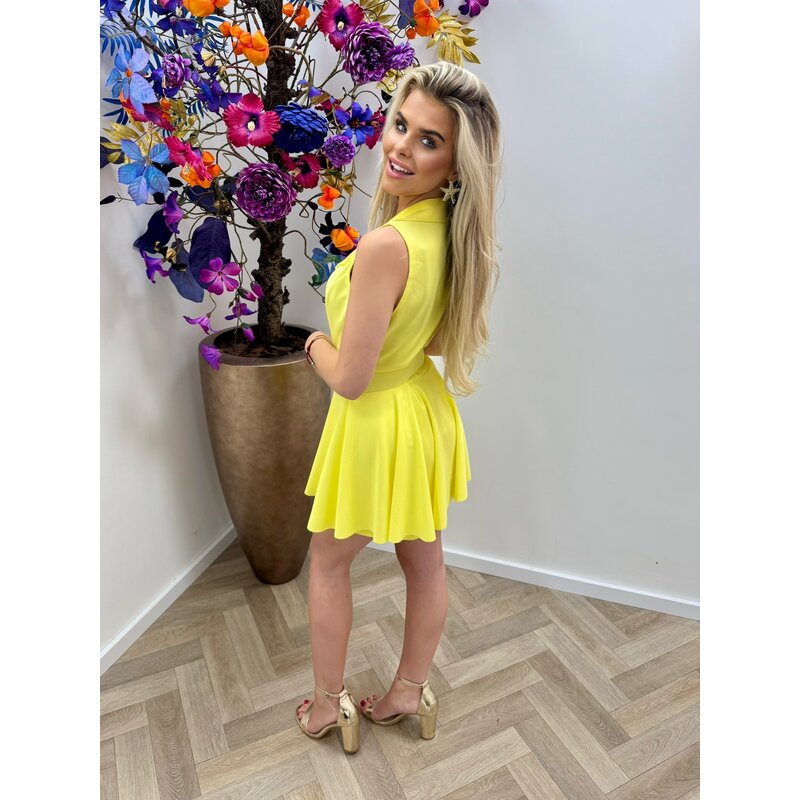Jumpsuit Peplum with Belt Yellow