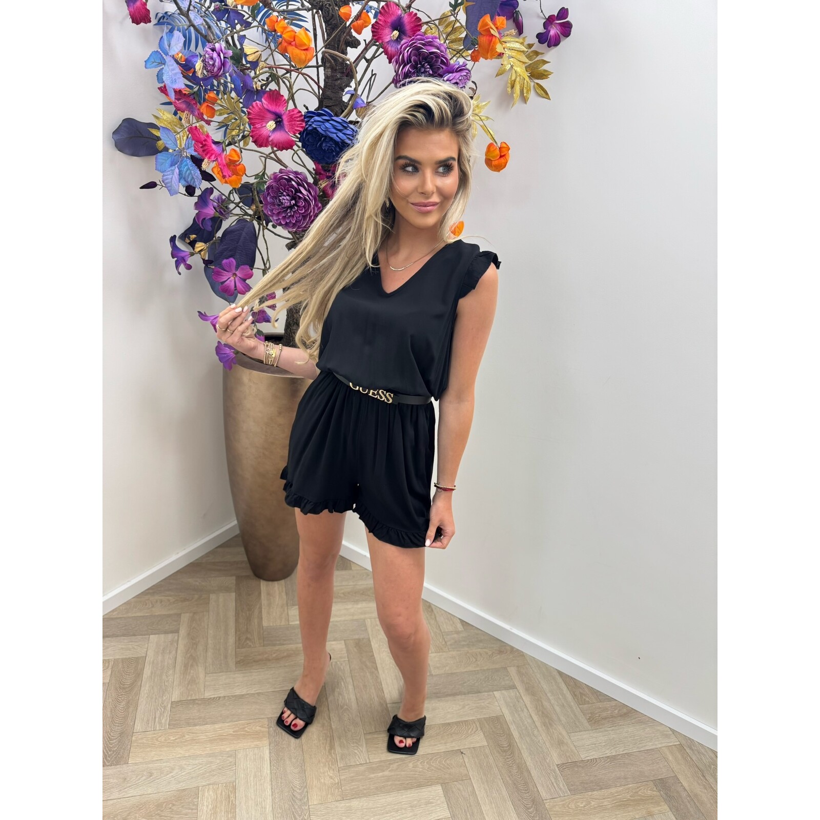 Jumpsuit Mini ruffle Black CM310-2