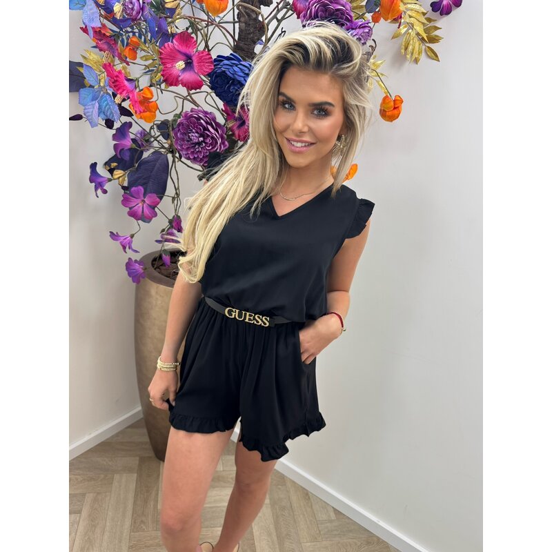 Jumpsuit Mini ruffle Black CM310-2