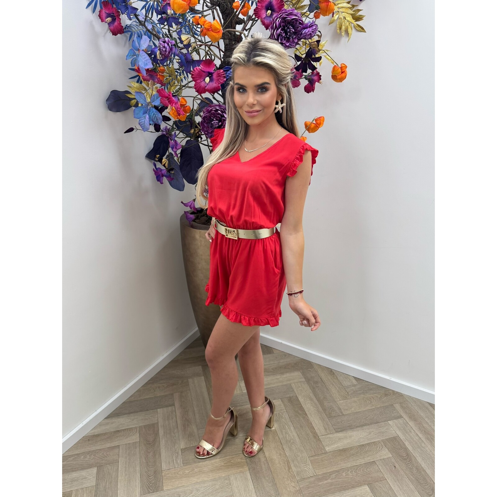 Jumpsuit Mini ruffle Red CM310-2