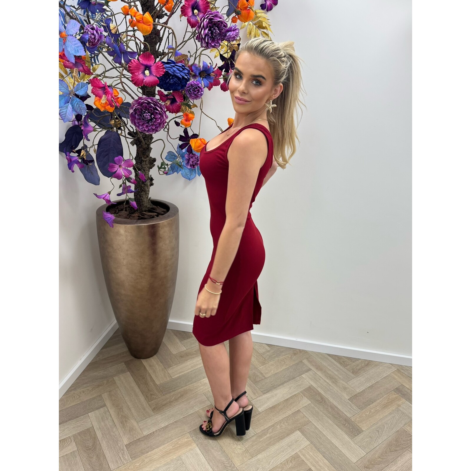 Basic Rib Dress Sanne Bordeaux