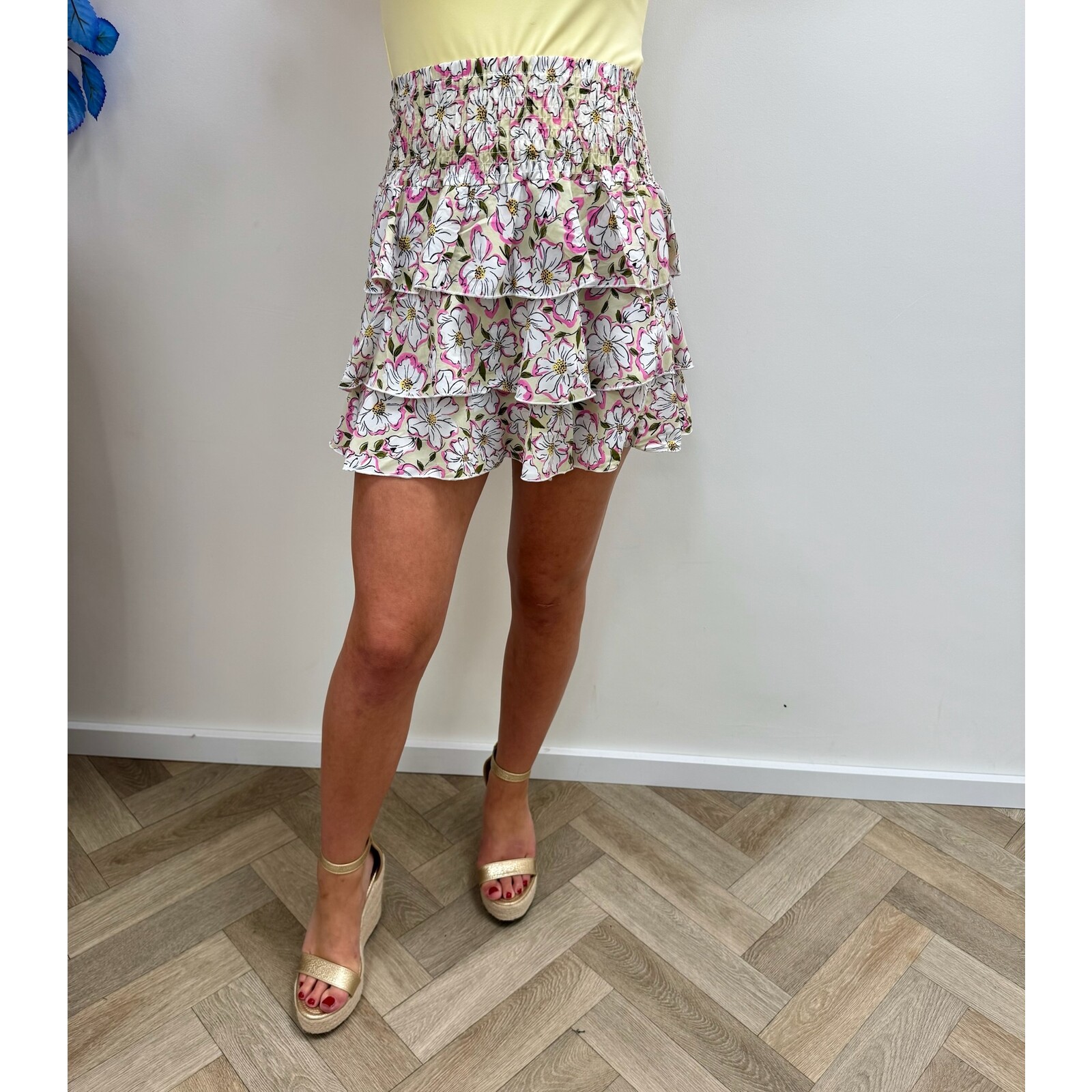 Skirt Flower Ruffle Light yellow G20-1