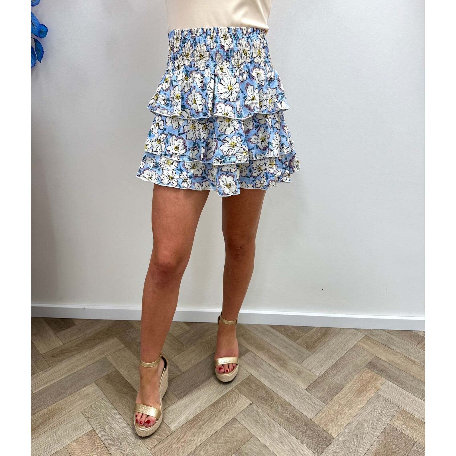 Skirt Flower Ruffle Light blue G20-1
