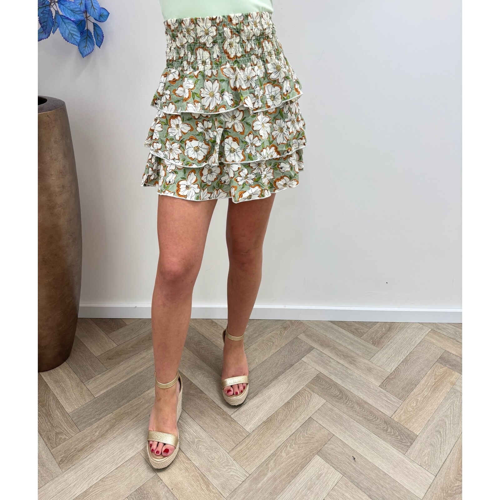 Skirt Flower Ruffle Light green G20-1