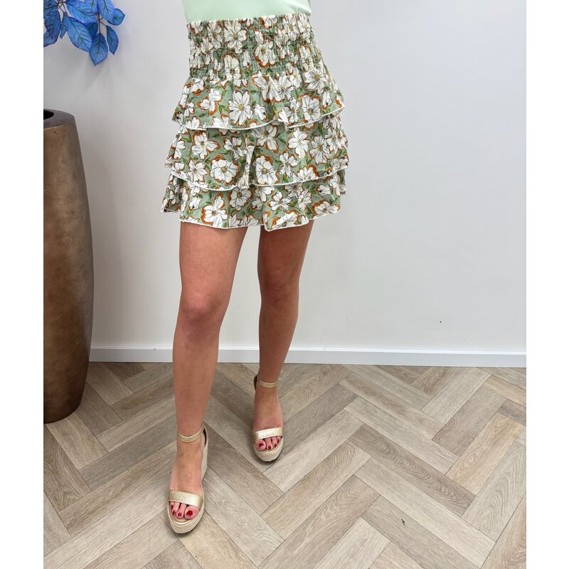 Skirt Flower Ruffle Light green G20-1