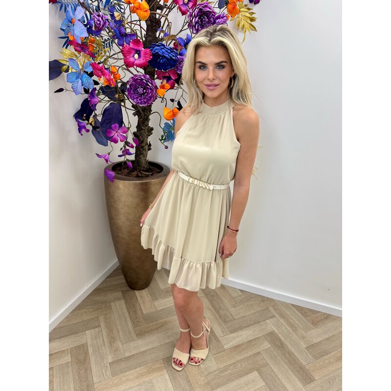 Basic Halter Dress Beige