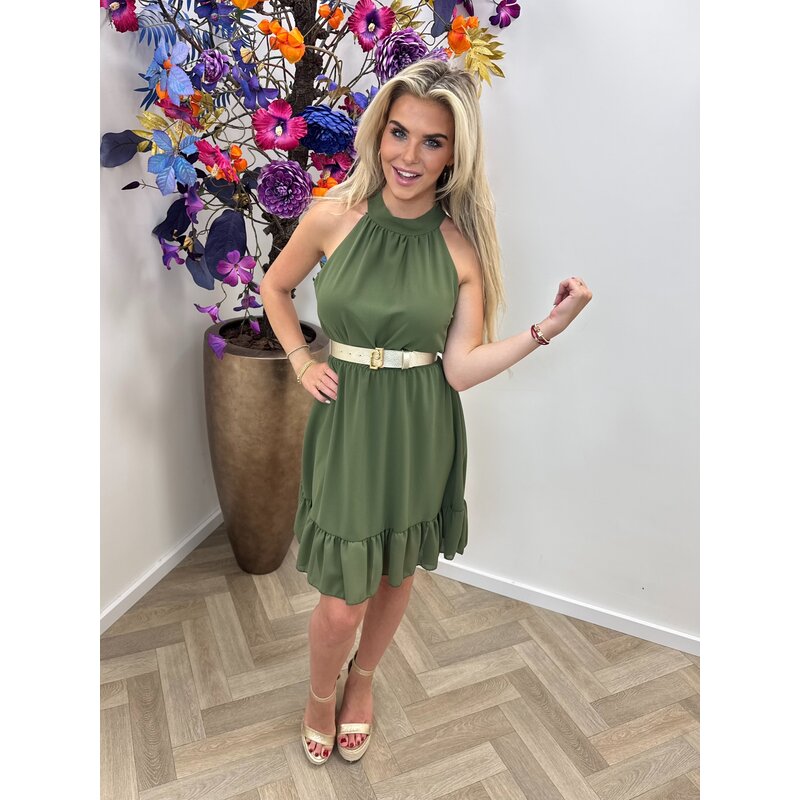 Basic Halter Dress Army