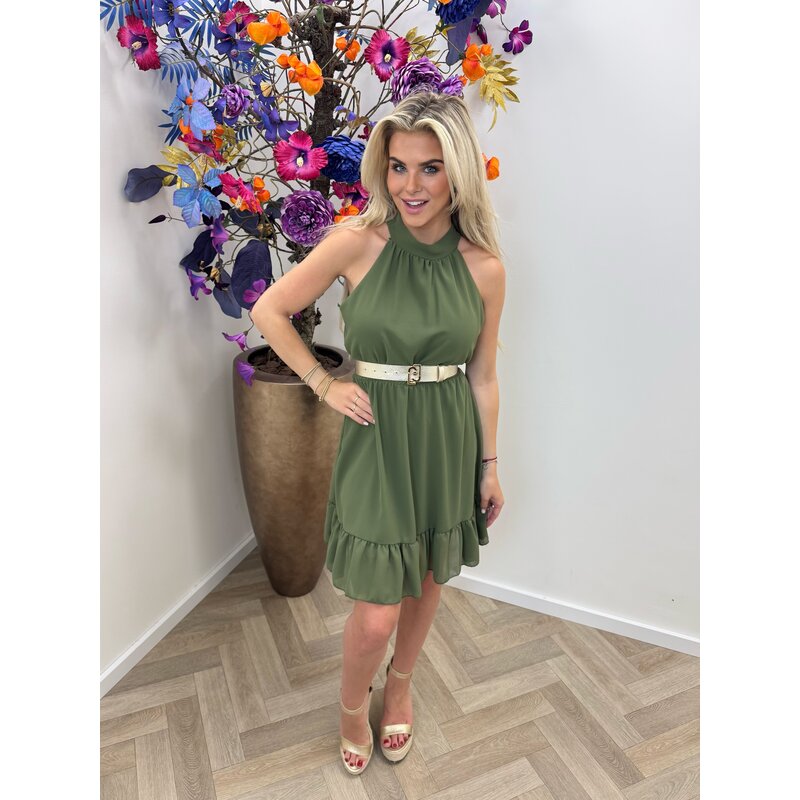 Basic Halter Dress Army