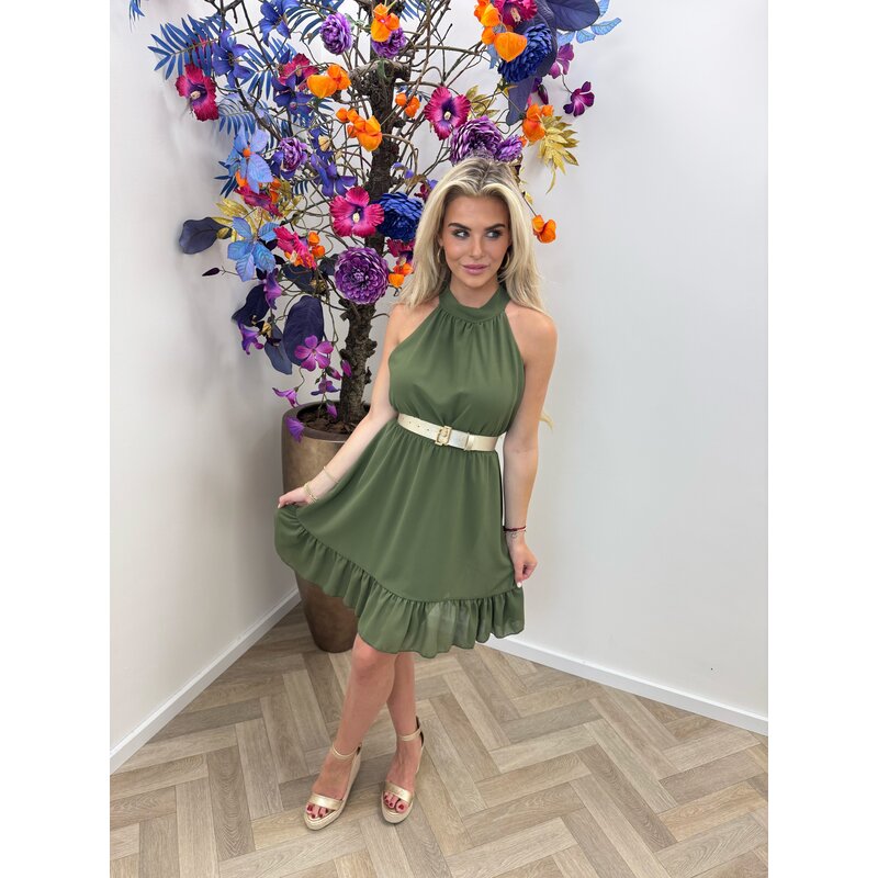 Basic Halter Dress Army