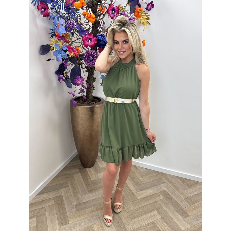 Basic Halter Dress Army