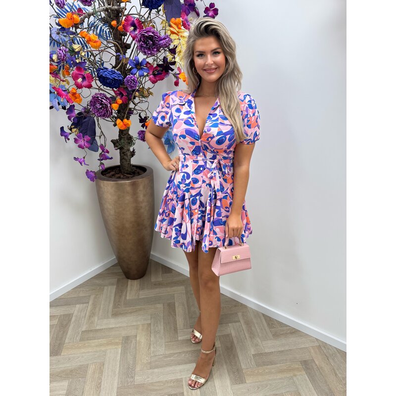 Dress Retro Print Purple CY3423C