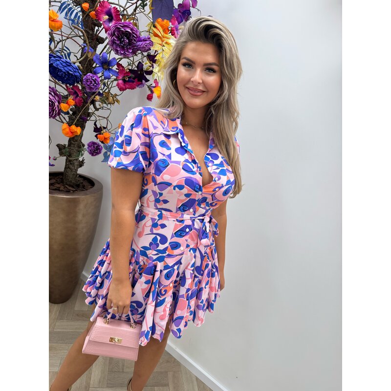 Dress Retro Print Purple CY3423C