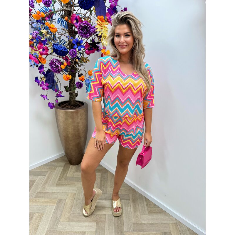 2 Delige Set Zigzag Colorfull Pink