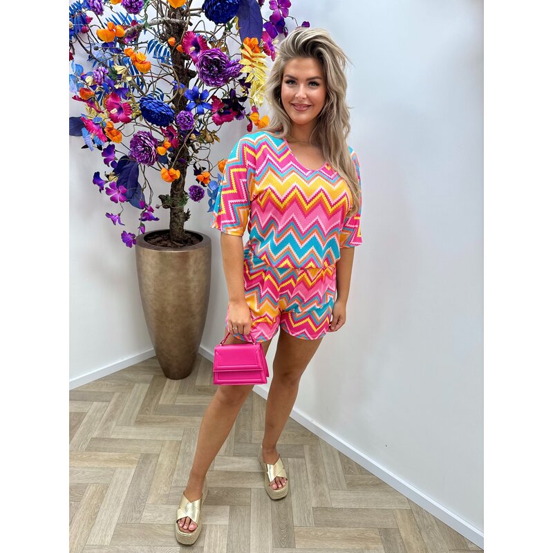 2 Delige Set Zigzag Colorfull Pink