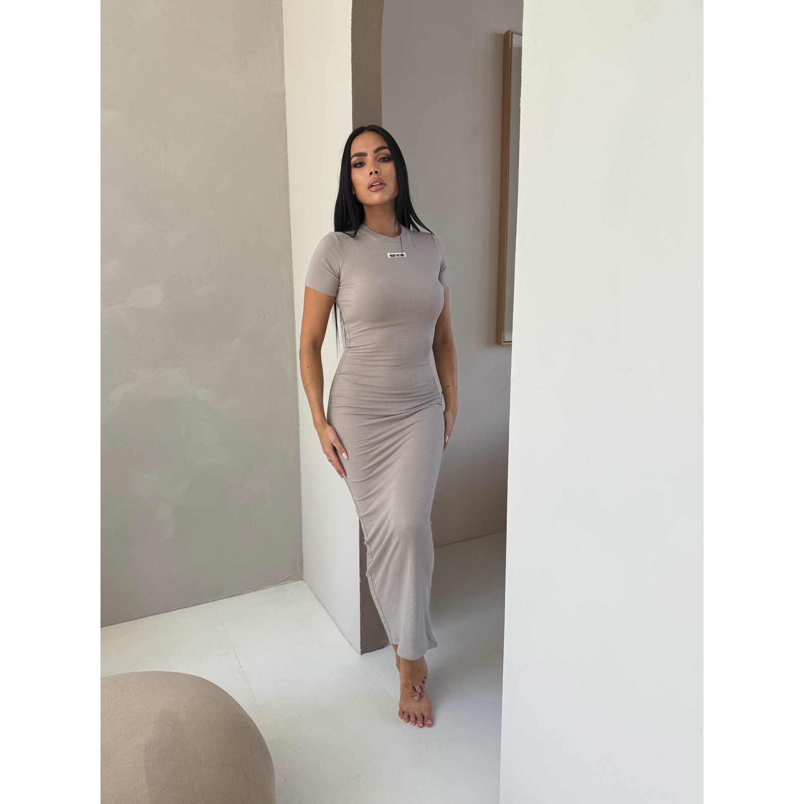 Unique The Label Rib Dress Donna Unique  Mocha The Label