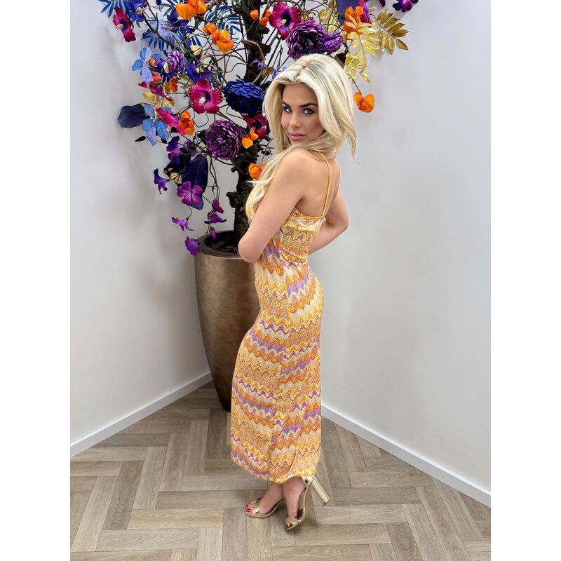 Long Dress Zigzag Collection Print Yellow