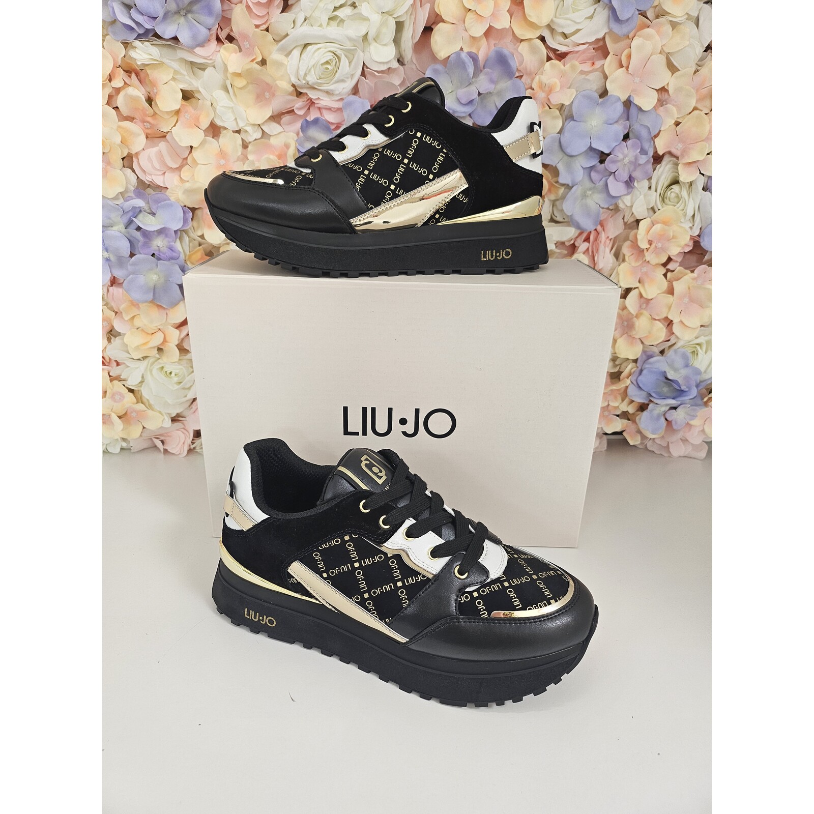 Liu-Jo Sneakers Maxi Wonder Leather Cow Suede Print Black Liu Jo 1808