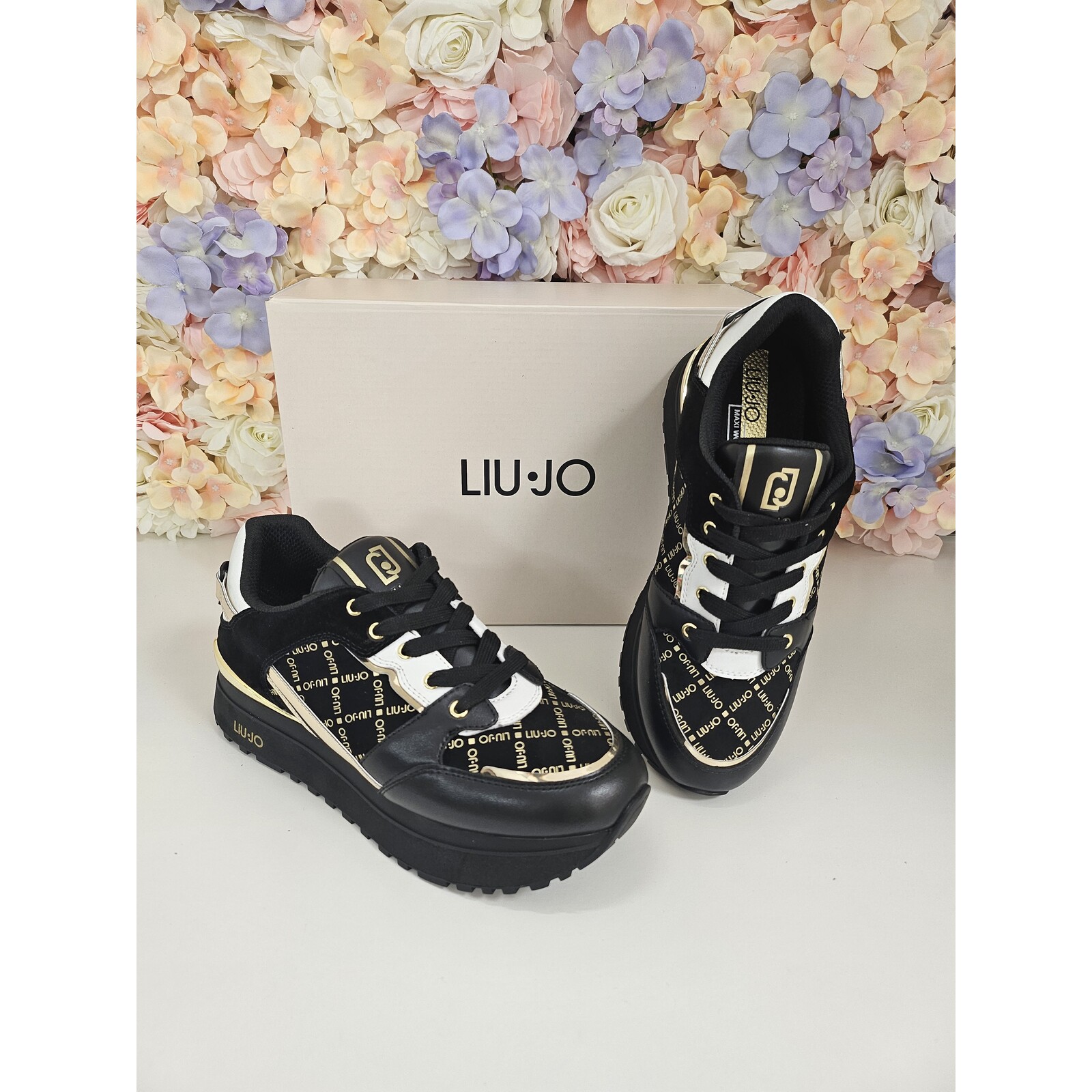 Liu-Jo Sneakers Maxi Wonder Leather Cow Suede Print Black Liu Jo 1808