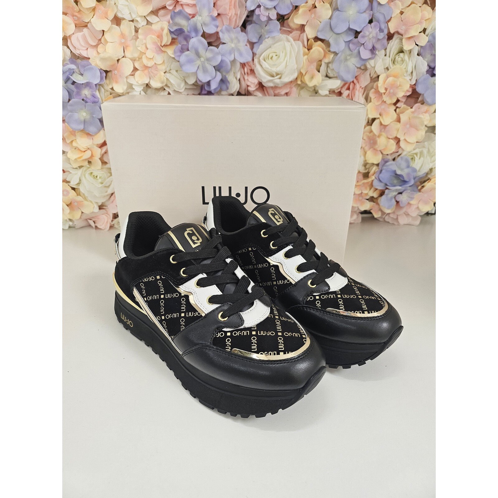 Liu-Jo Sneakers Maxi Wonder Leather Cow Suede Print Black Liu Jo 1808