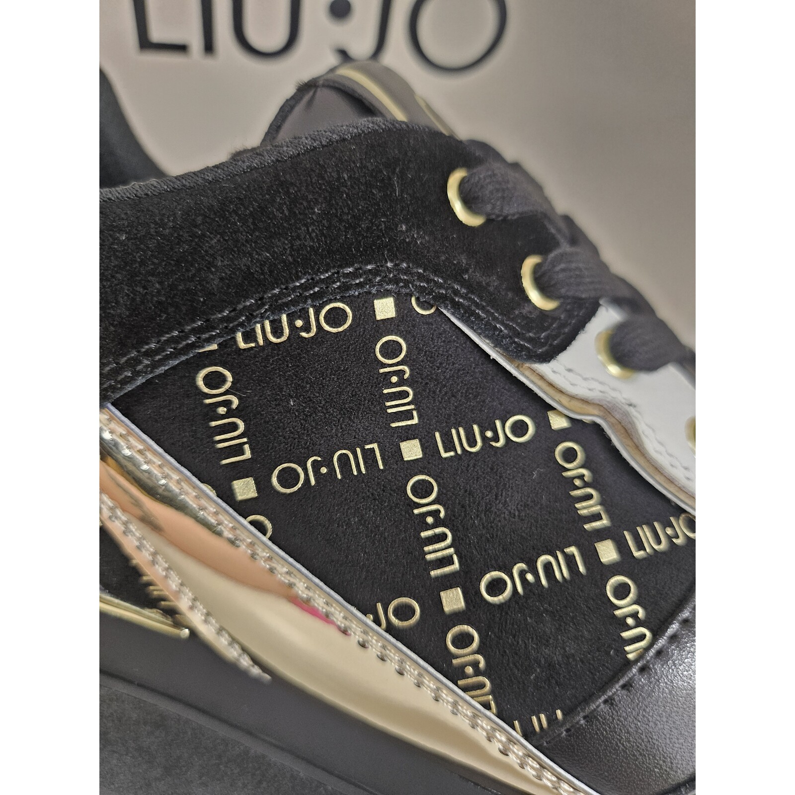 Liu-Jo Sneakers Maxi Wonder Leather Cow Suede Print Black Liu Jo 1808