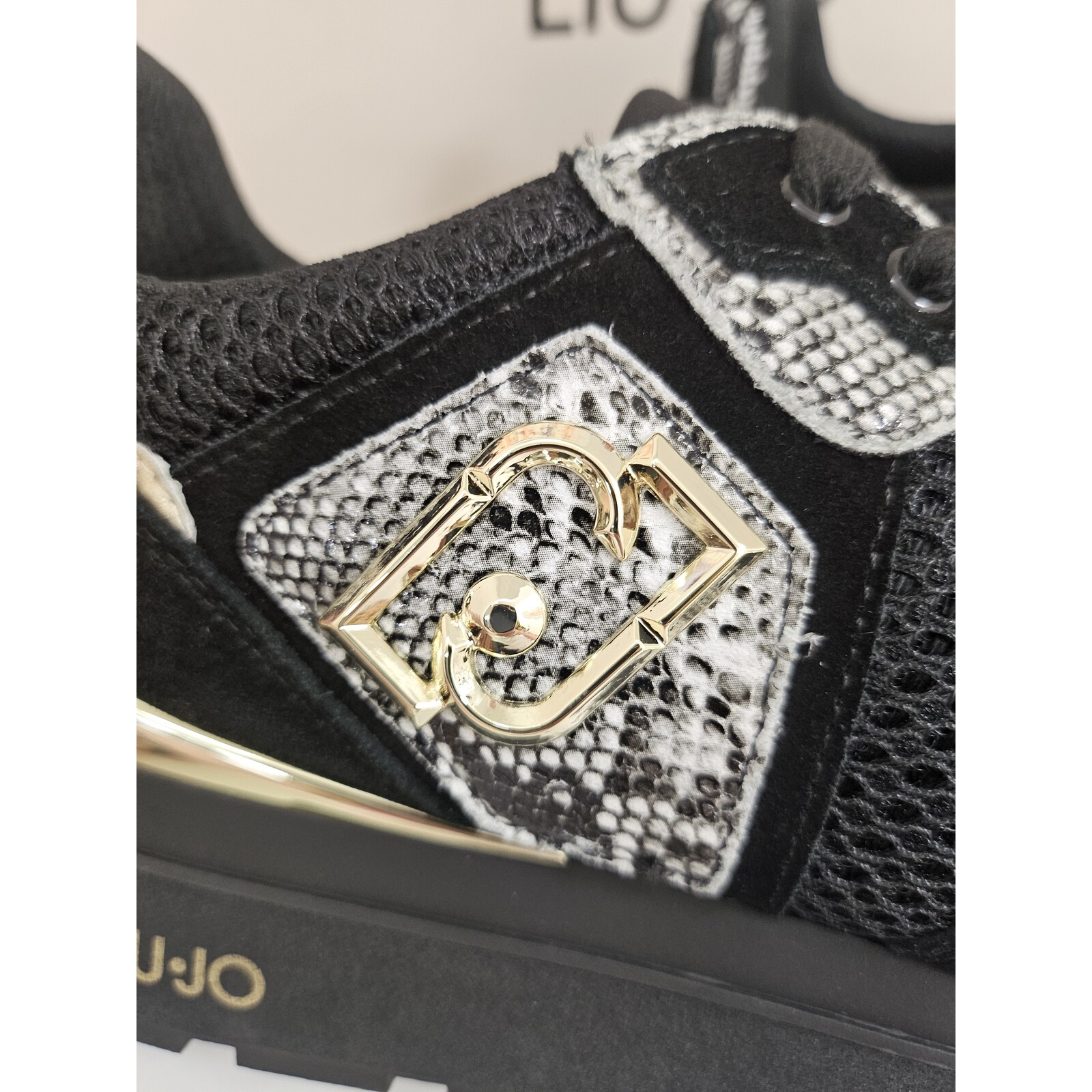 Liu-Jo Sneakers Maxi Wonder Cow Suede Mesh Printed Phyton Black 1806 Liu Jo