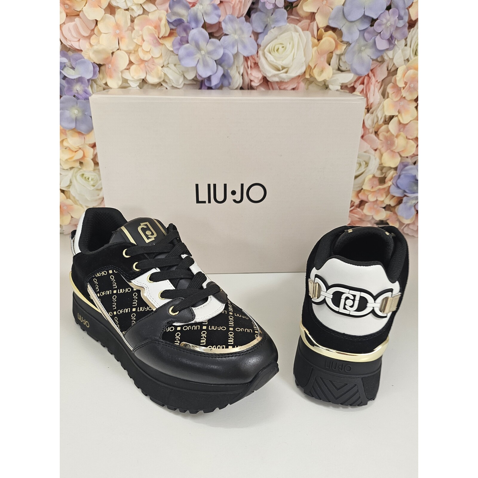 Liu-Jo Sneakers Maxi Wonder Leather Cow Suede Print Black Liu Jo 1808