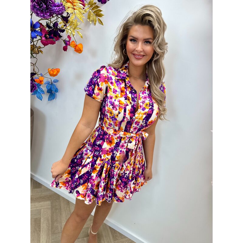 Dress Flowers Purple Orange CY3804A