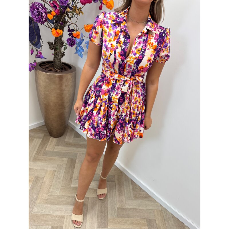 Dress Flowers Purple Orange CY3804A