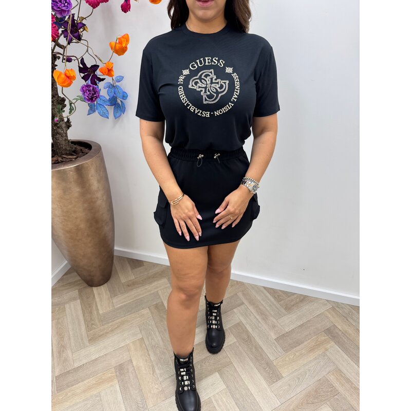 T-Shirt Carla With Gold Black Guess 584