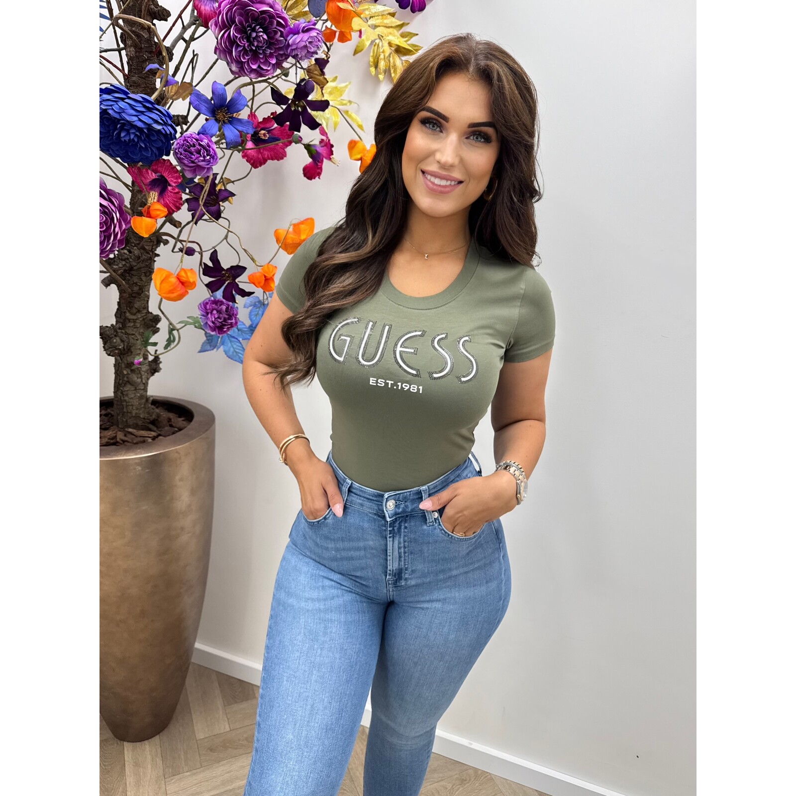 Guess T-Shirt SS Logo Leaf Green Guess 573