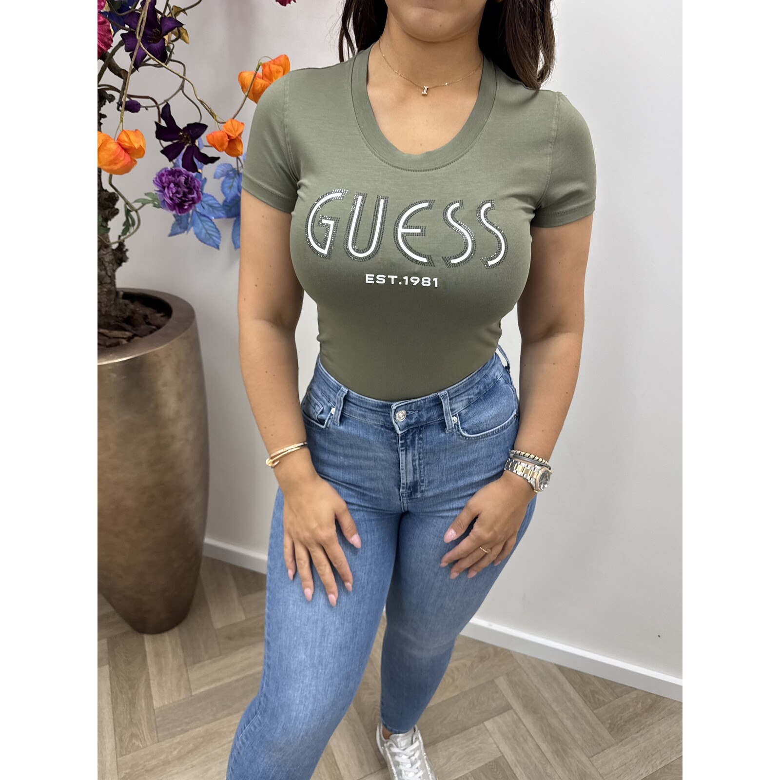 Guess T-Shirt SS Logo Leaf Green Guess 573