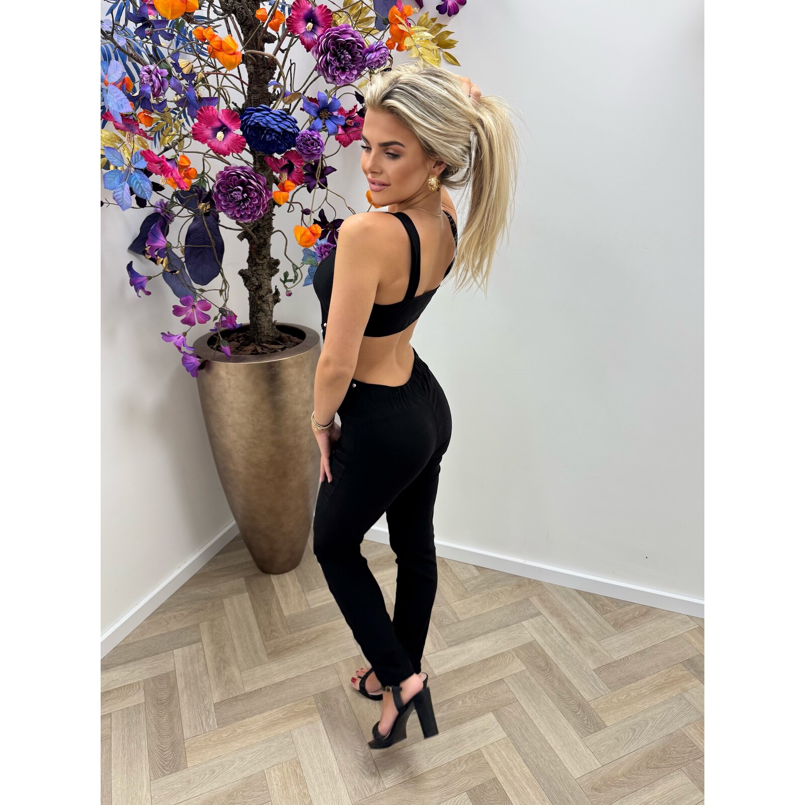 Jumpsuit Studs Denim Black