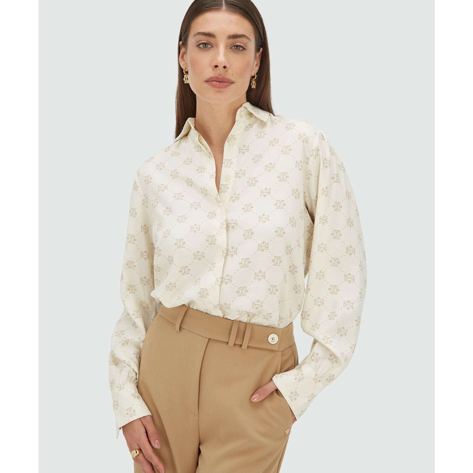 JoshV Blouse Sydney Creme White Light Brown JoshV