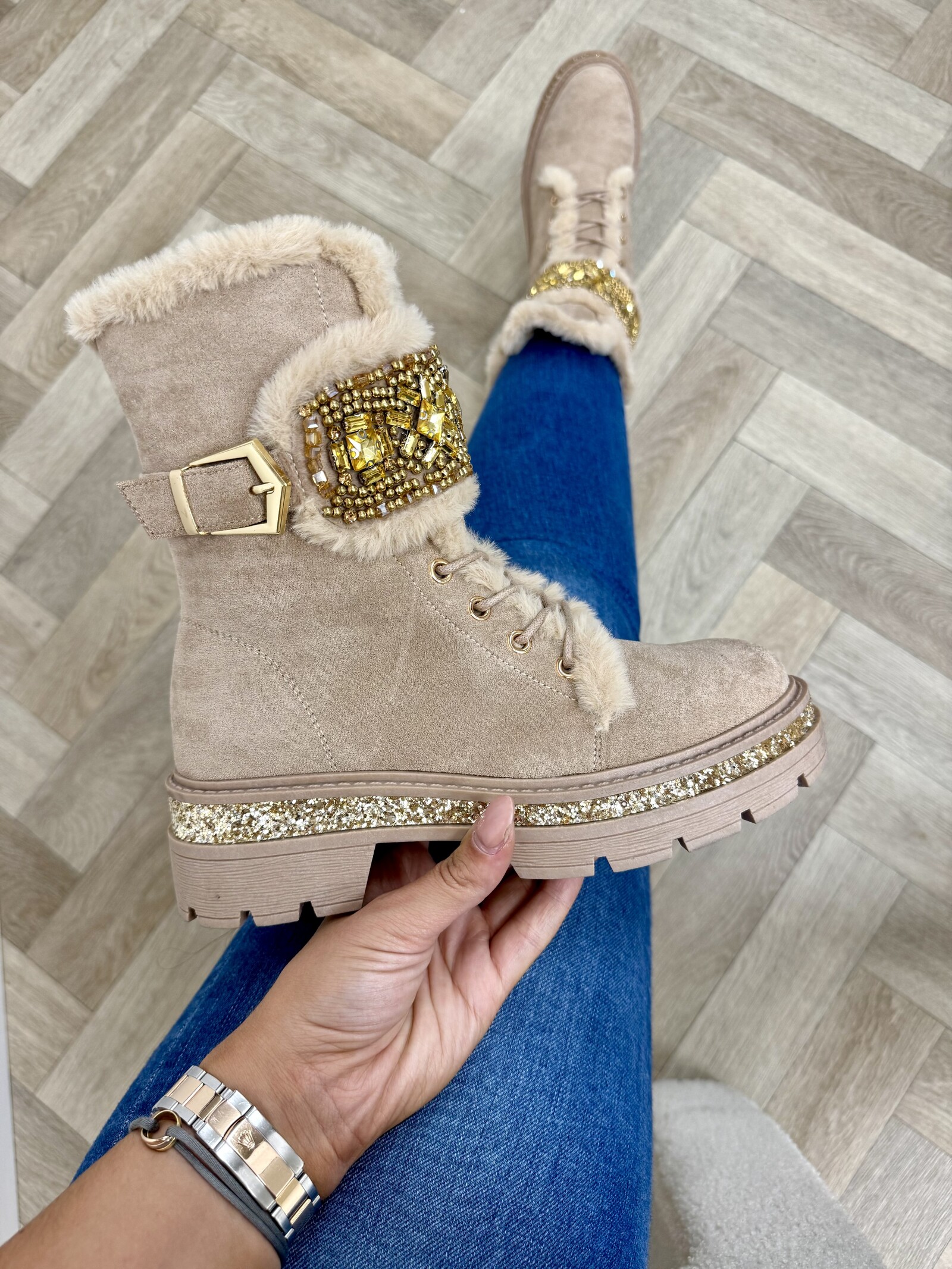 Boots Luxury Gold Beige A-950