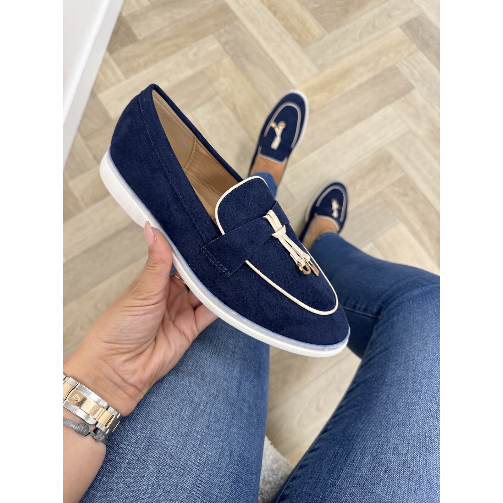 Loafers Chique Suede Dark Blue GO-283