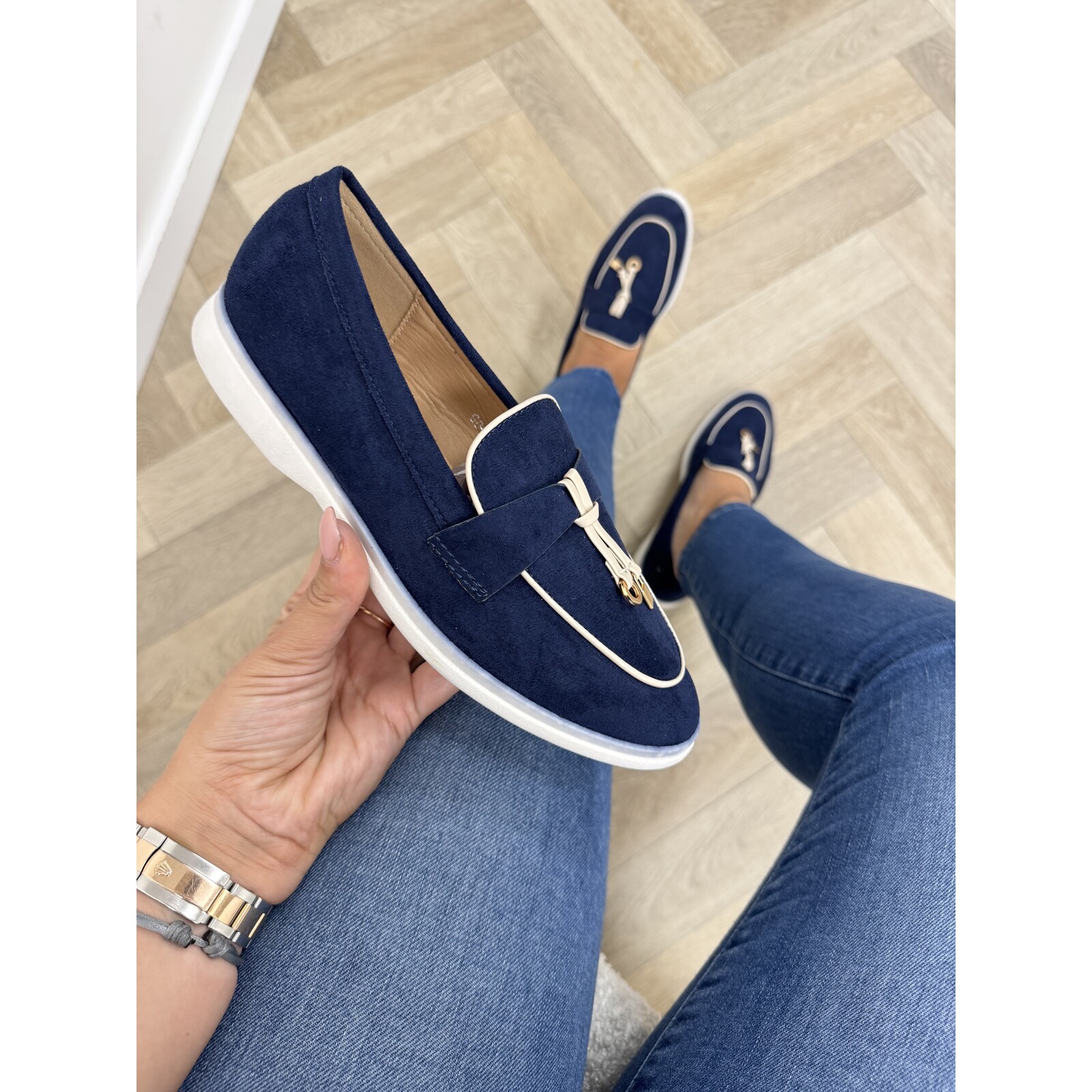 Loafers Chique Suede Dark Blue GO-283
