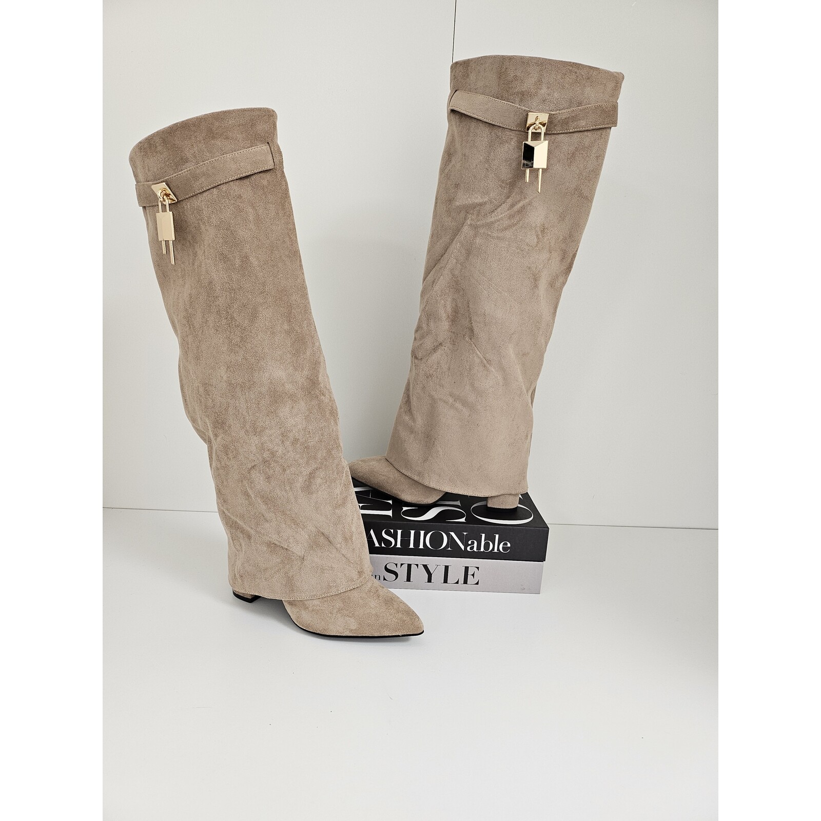 Long Boots Bella Suede Khaki 588-53