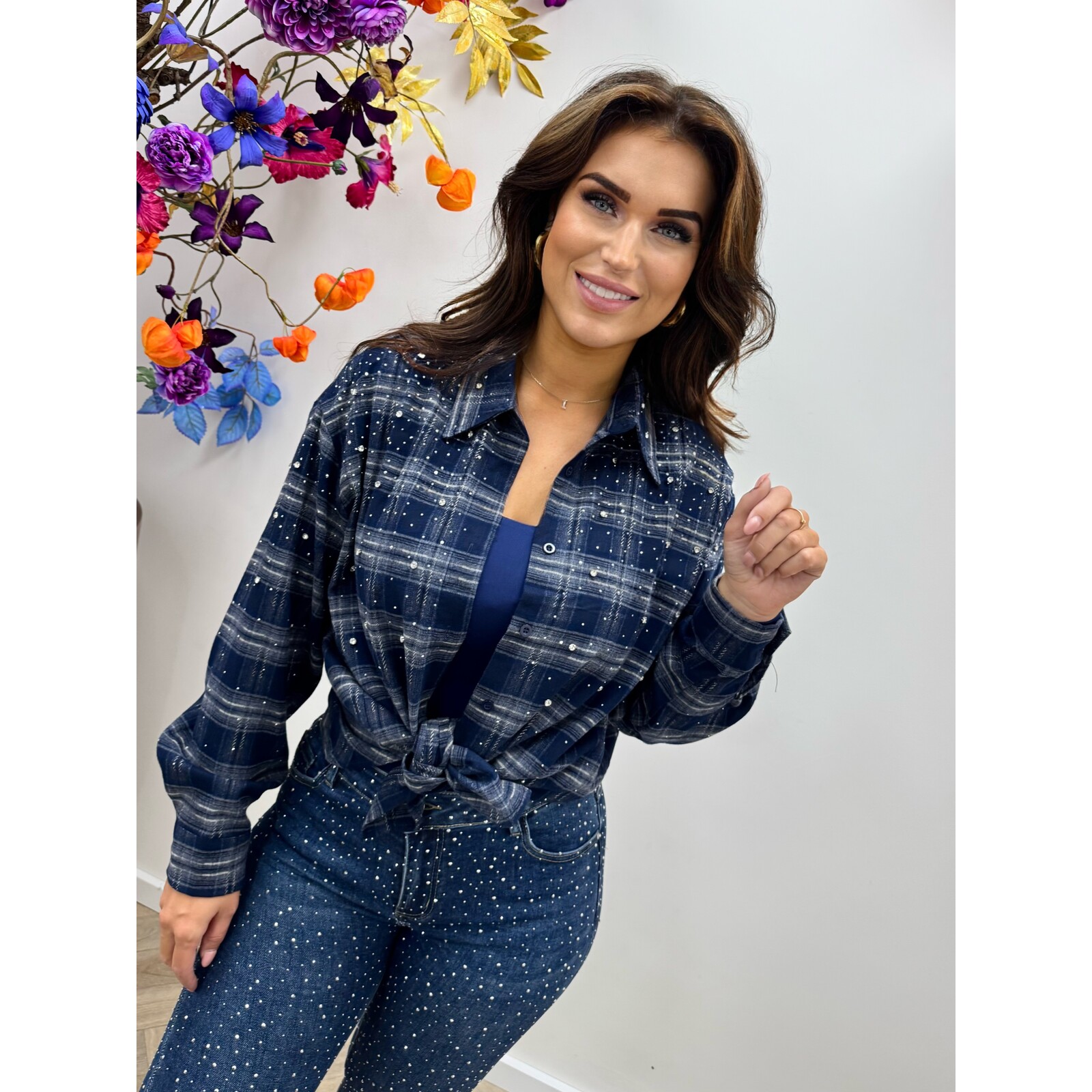 Ruit Blouse Full Diamonds LM-81982 Navy