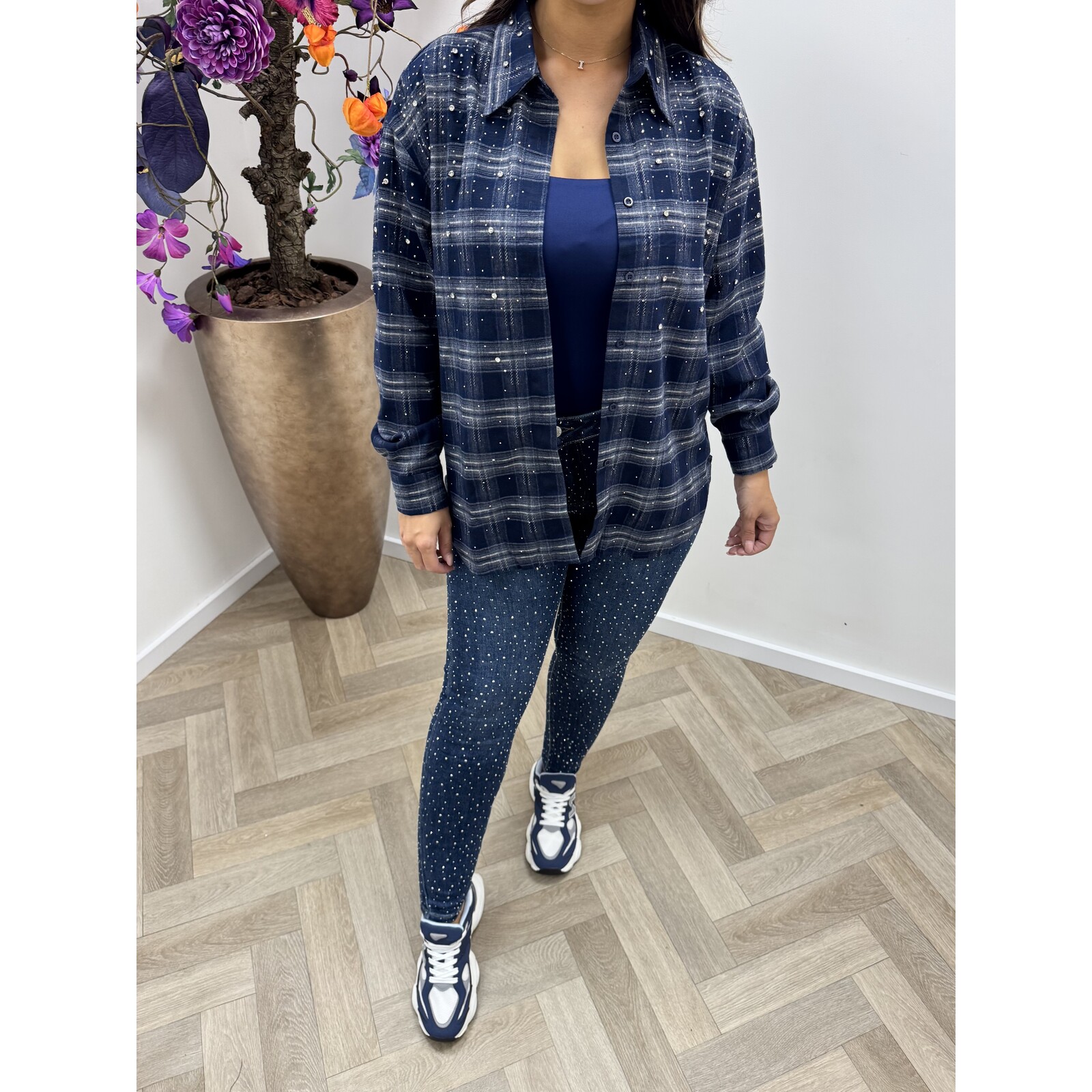 Ruit Blouse Full Diamonds LM-81982 Navy