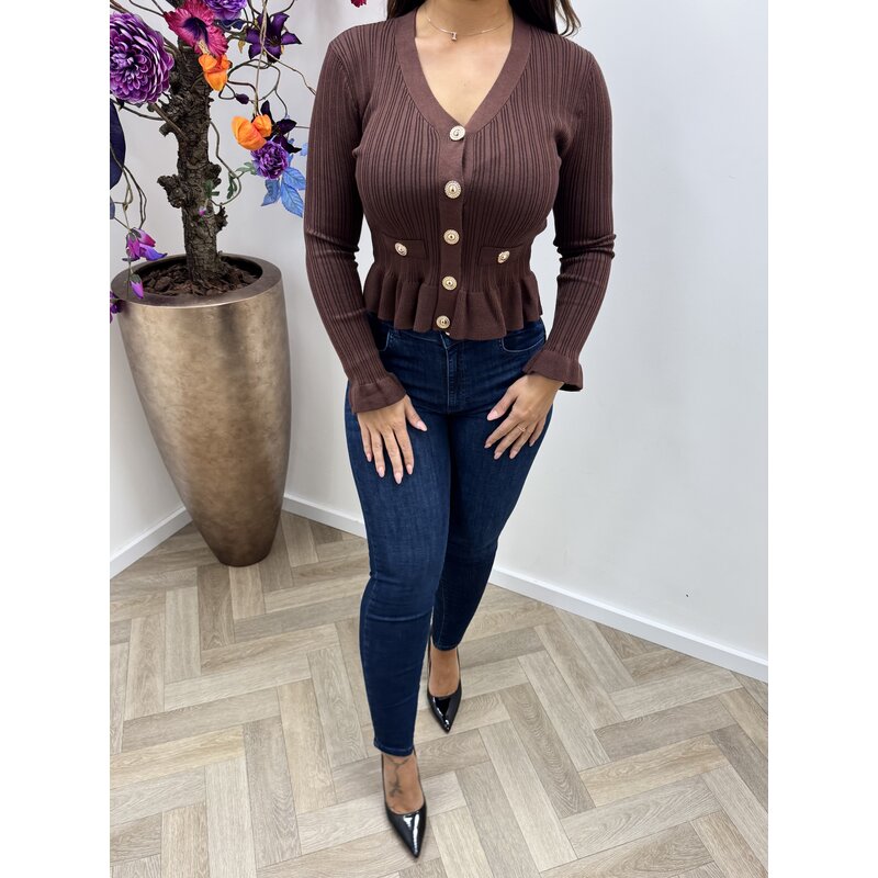 Top Button Peplum QX616 Choco