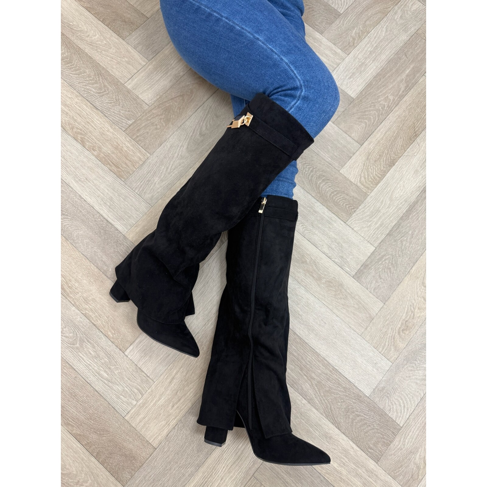 Long Boots Bella Suede Black 588-53