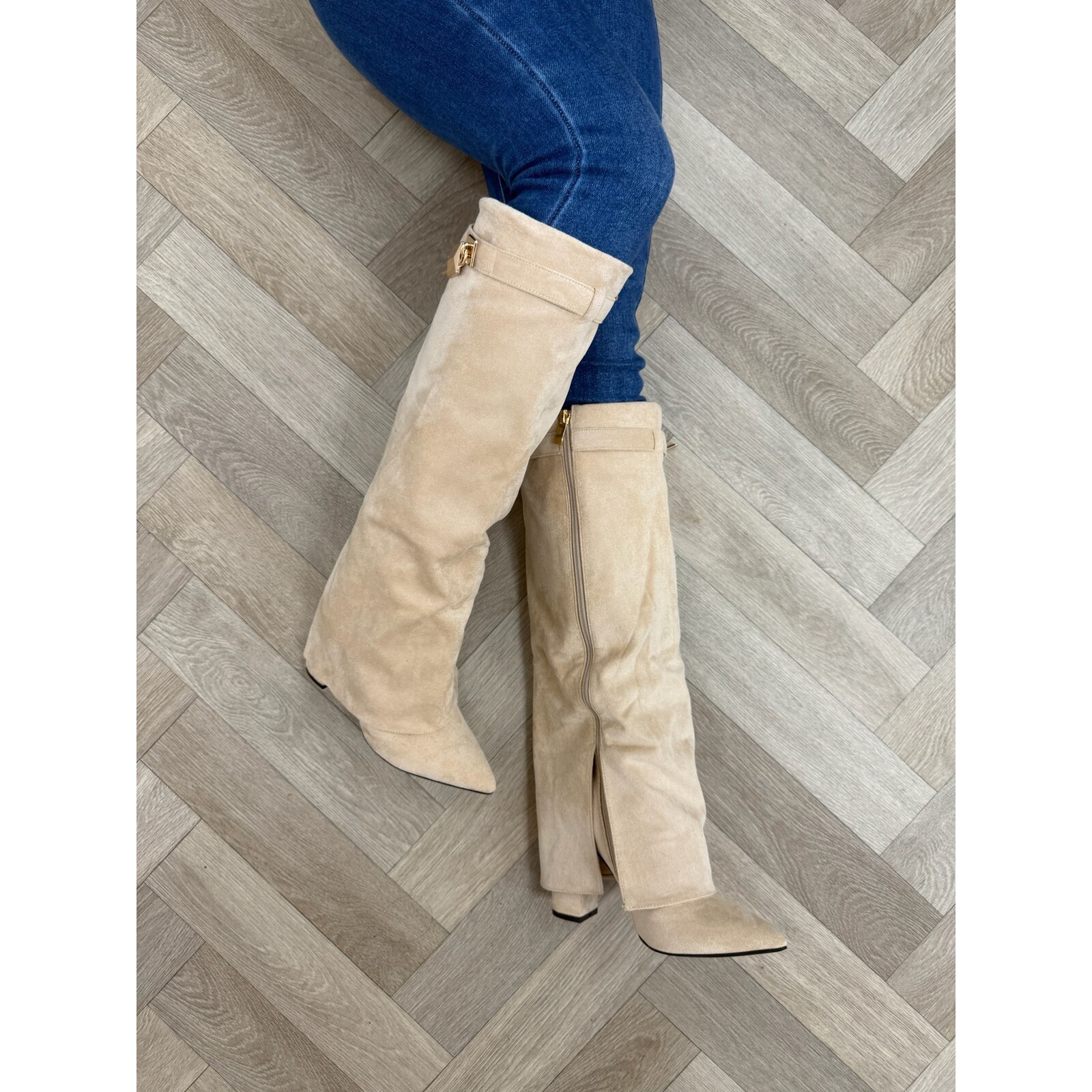 Long Boots Bella Suede Beige 588-53