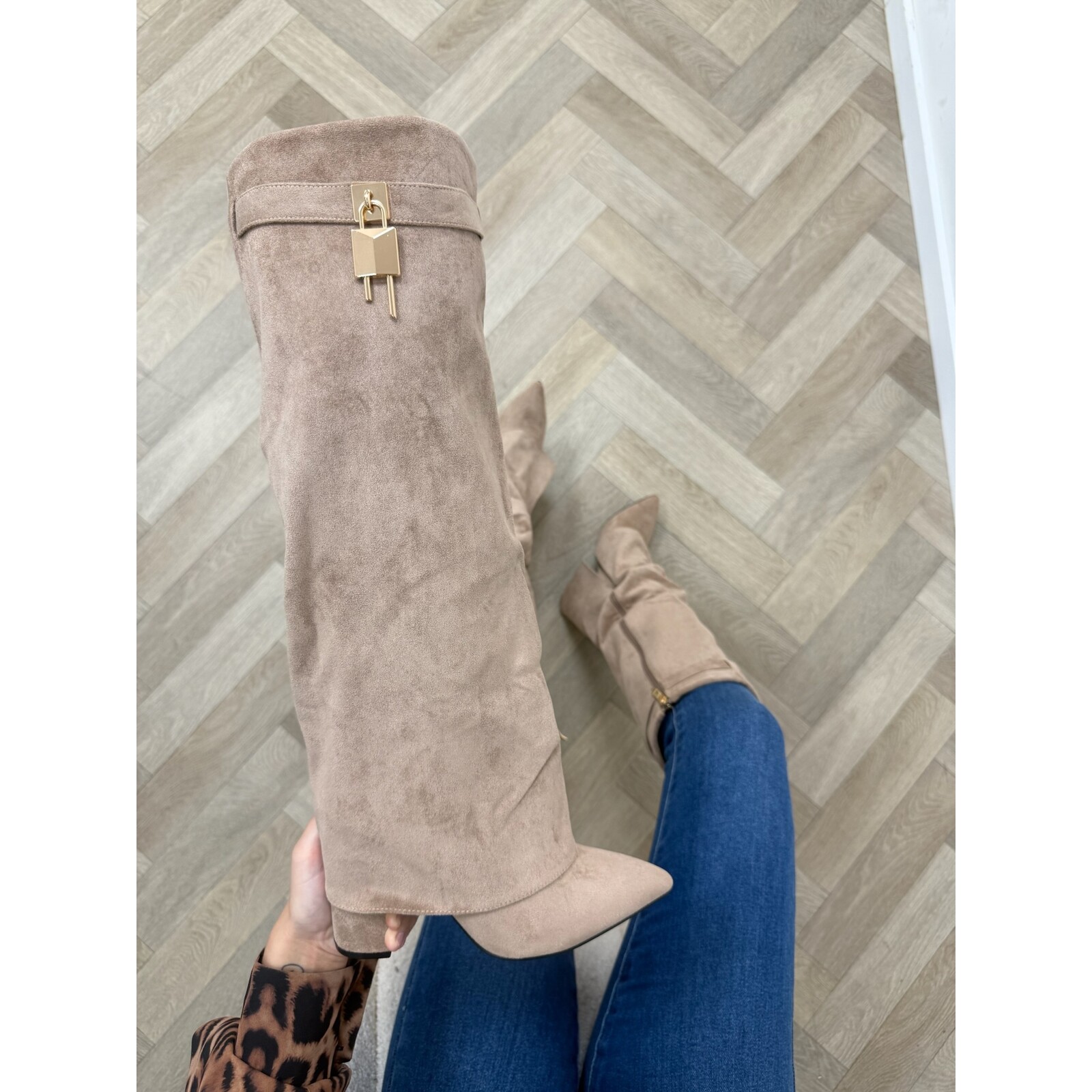 Long Boots Bella Suede Khaki 588-53